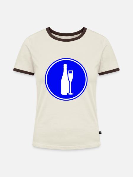 Rotwein Symbol - Frauen Kontrast-T-Shirt - Off-White/Dunkelbraun