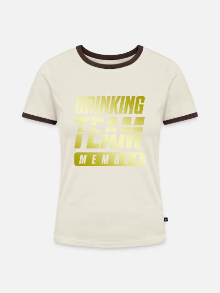 Drinking Team - Frauen Kontrast-T-Shirt - Off-White/Dunkelbraun