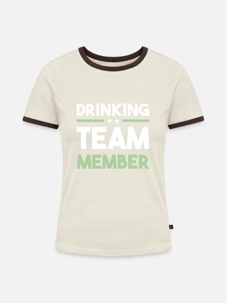 Drinking Team - Frauen Kontrast-T-Shirt - Off-White/Dunkelbraun