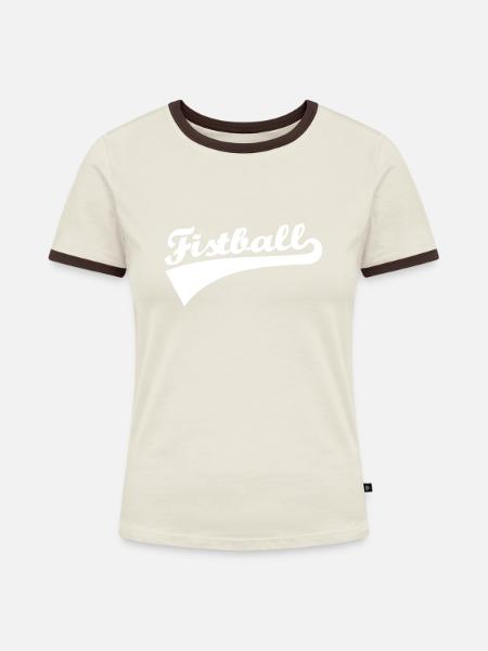 Faustball - Frauen Kontrast-T-Shirt - Off-White/Dunkelbraun
