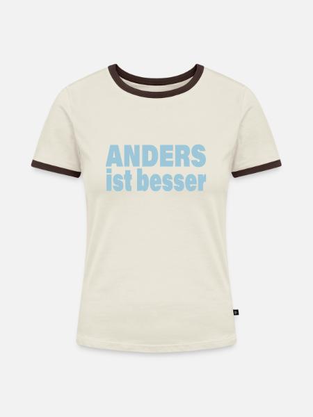 ANDERS IST BESSER - Frauen Kontrast-T-Shirt - Off-White/Dunkelbraun