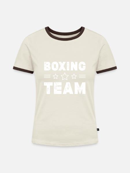 Boxing Team - Frauen Kontrast-T-Shirt - Off-White/Dunkelbraun