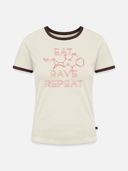 Trash Asset - EatCokeRaveRepeat [red] - Frauen Kontrast-T-Shirt - Off-White/Dunkelbraun