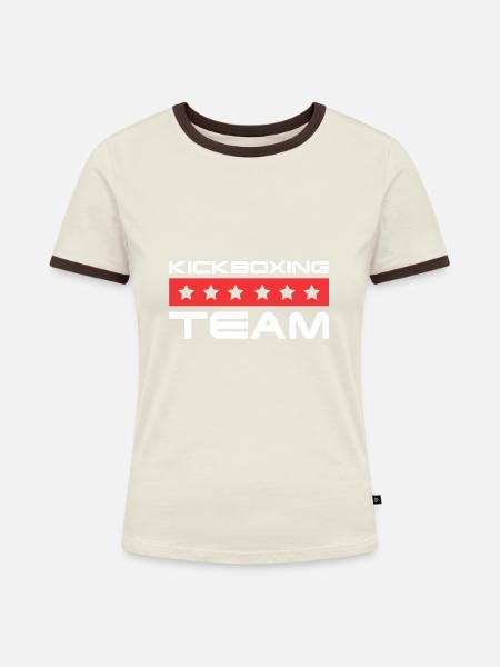 Kickboxing Crew - Frauen Kontrast-T-Shirt - Off-White/Dunkelbraun
