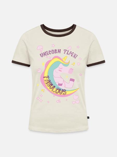 fabelhaft - Frauen Kontrast-T-Shirt - Off-White/Dunkelbraun