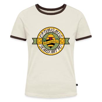 Sumsi mit Po - Frauen Kontrast-T-Shirt - Off-White/Dunkelbraun - Vorne - AI Model Female 172 dark (172cm)