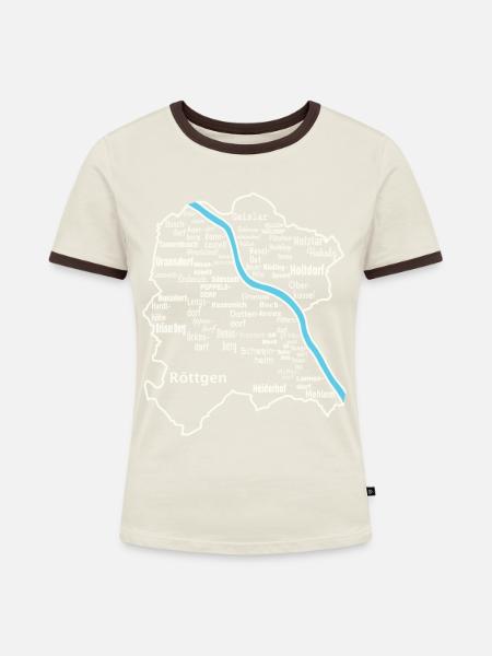 Bonn Karte - Frauen Kontrast-T-Shirt - Off-White/Dunkelbraun