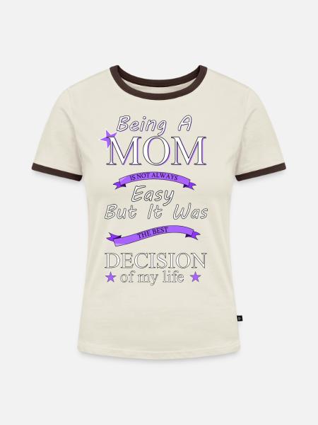 Mutter sein - Frauen Kontrast-T-Shirt - Off-White/Dunkelbraun