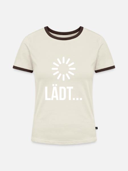 Ladebalken Lädt - Frauen Kontrast-T-Shirt - Off-White/Dunkelbraun