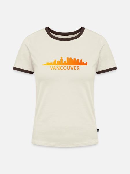 Vancouver skyline, Canada vancouver - Frauen Kontrast-T-Shirt - Off-White/Dunkelbraun