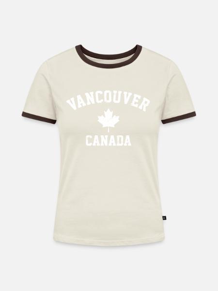 Vancouver Canada flag vancouver - Frauen Kontrast-T-Shirt - Off-White/Dunkelbraun