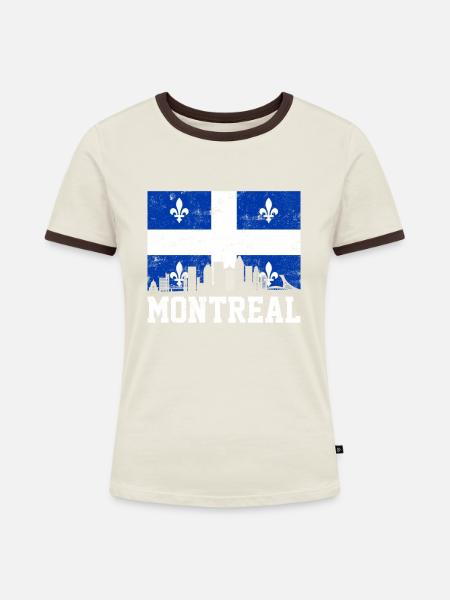 Montreal Quebec, Canada montreal - Frauen Kontrast-T-Shirt - Off-White/Dunkelbraun