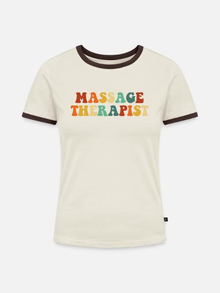 Massage Therapist - Frauen Kontrast-T-Shirt - Off-White/Dunkelbraun