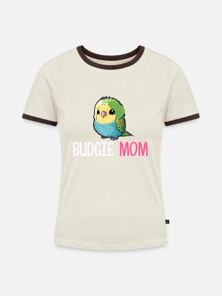 budgerigar parakeet, Budgie - Frauen Kontrast-T-Shirt - Off-White/Dunkelbraun