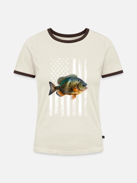 bluegill american flag - Frauen Kontrast-T-Shirt - Off-White/Dunkelbraun