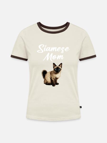 siamese cat - Frauen Kontrast-T-Shirt - Off-White/Dunkelbraun