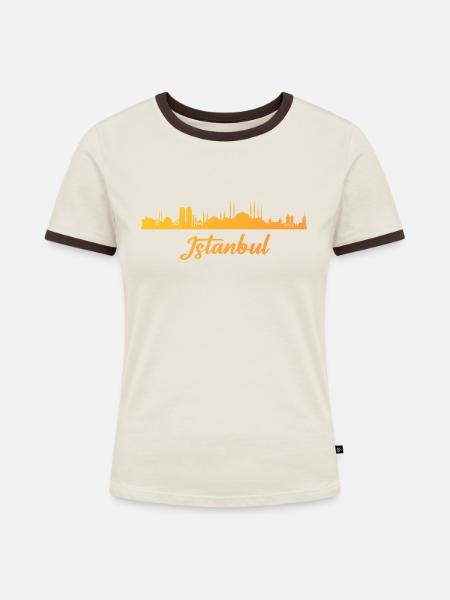 Istanbul, turkiye, turkey - Frauen Kontrast-T-Shirt - Off-White/Dunkelbraun