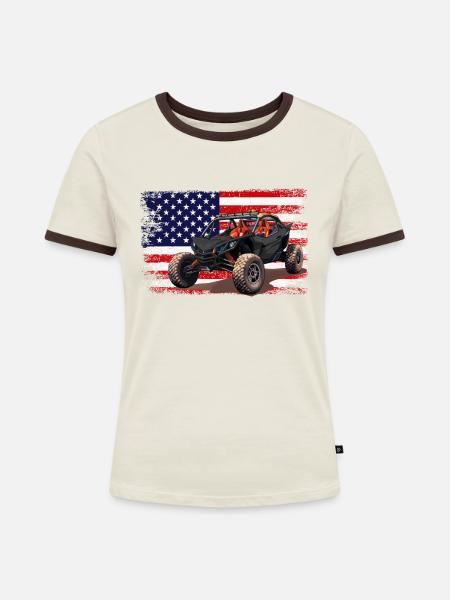 UTV SXS Racing - Frauen Kontrast-T-Shirt - Off-White/Dunkelbraun