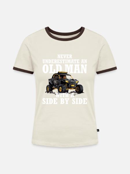 UTV SXS Racing - Frauen Kontrast-T-Shirt - Off-White/Dunkelbraun