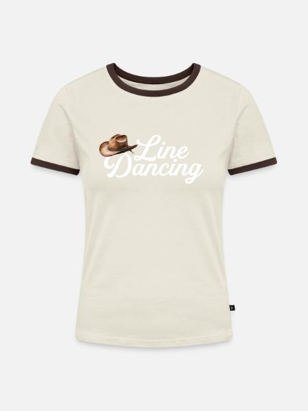 Line dancing - Frauen Kontrast-T-Shirt - Off-White/Dunkelbraun