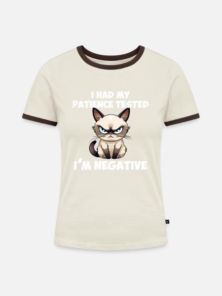 i had my patience tested - Frauen Kontrast-T-Shirt - Off-White/Dunkelbraun