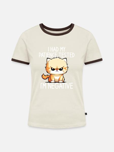 i had my patience tested - Frauen Kontrast-T-Shirt - Off-White/Dunkelbraun