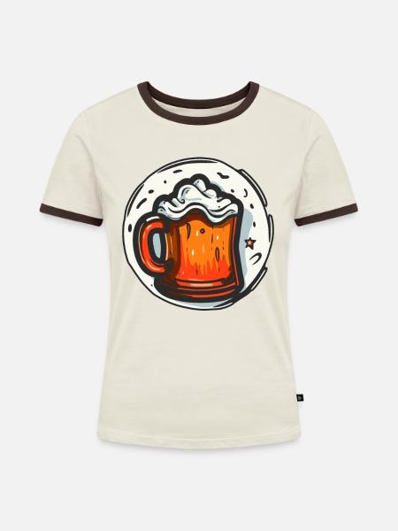 Ein Bierkrug mit Bier - Frauen Kontrast-T-Shirt - Off-White/Dunkelbraun