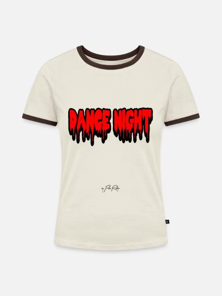 Text, Dance Night - Frauen Kontrast-T-Shirt - Off-White/Dunkelbraun