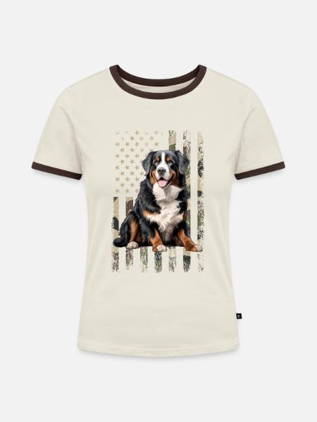 bernese mountain dog - Frauen Kontrast-T-Shirt - Off-White/Dunkelbraun