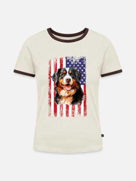 bernese mountain dog - Frauen Kontrast-T-Shirt - Off-White/Dunkelbraun