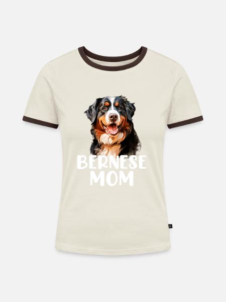 bernese mountain dog - Frauen Kontrast-T-Shirt - Off-White/Dunkelbraun