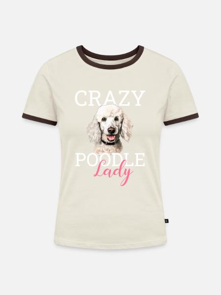 poodle dog - Frauen Kontrast-T-Shirt - Off-White/Dunkelbraun