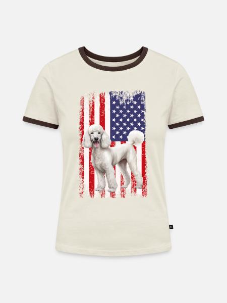 poodle dog - Frauen Kontrast-T-Shirt - Off-White/Dunkelbraun
