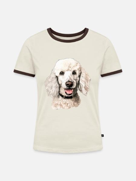poodle dog - Frauen Kontrast-T-Shirt - Off-White/Dunkelbraun