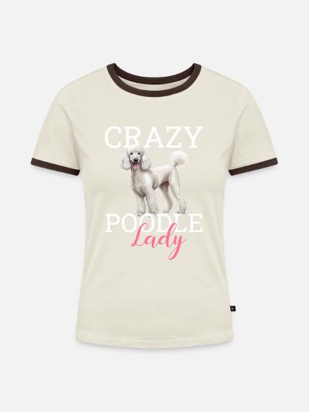 poodle dog - Frauen Kontrast-T-Shirt - Off-White/Dunkelbraun