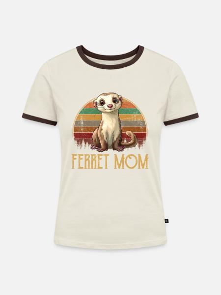 ferret mom - Frauen Kontrast-T-Shirt - Off-White/Dunkelbraun