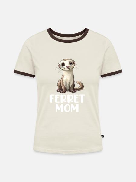 ferret mom - Frauen Kontrast-T-Shirt - Off-White/Dunkelbraun