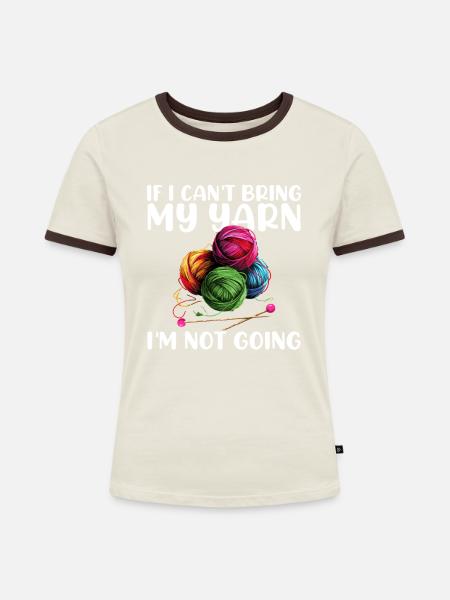 Yarn Knitting - Frauen Kontrast-T-Shirt - Off-White/Dunkelbraun