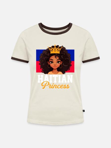 Haitian princess, haiti - Frauen Kontrast-T-Shirt - Off-White/Dunkelbraun