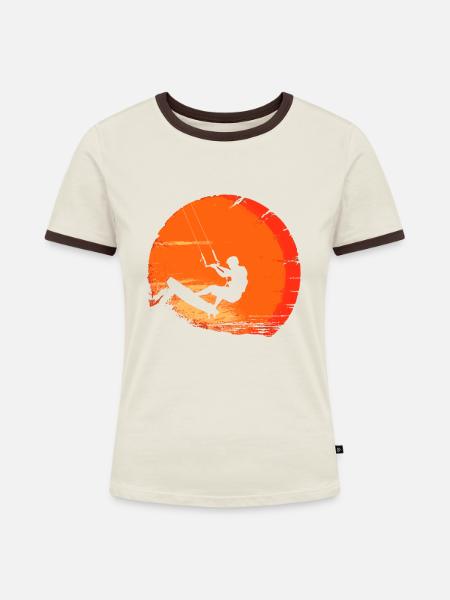 Kitesurfing kiteboarding lover - Frauen Kontrast-T-Shirt - Off-White/Dunkelbraun