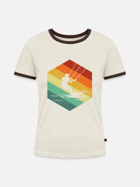 Kitesurfing kiteboarding lover - Frauen Kontrast-T-Shirt - Off-White/Dunkelbraun