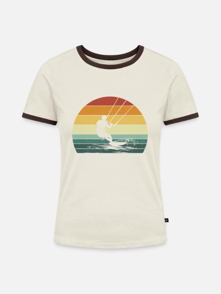 Kitesurfing kiteboarding lover - Frauen Kontrast-T-Shirt - Off-White/Dunkelbraun