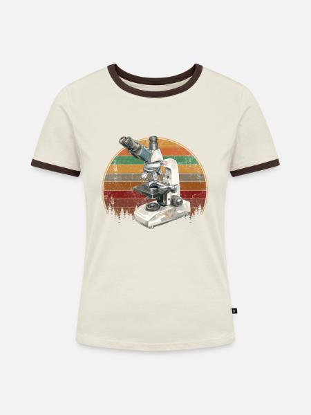 Microscopy Scientist Biologist Microscope - Frauen Kontrast-T-Shirt - Off-White/Dunkelbraun