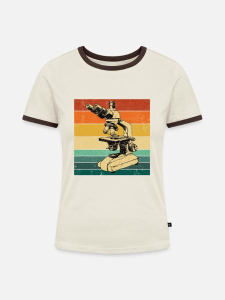 Microscopy Scientist Biologist Microscope - Frauen Kontrast-T-Shirt - Off-White/Dunkelbraun