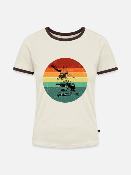 Microscopy Scientist Biologist Microscope - Frauen Kontrast-T-Shirt - Off-White/Dunkelbraun