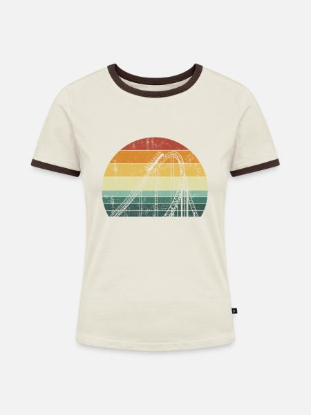 forecast Roller Coaster rollercoaster - Frauen Kontrast-T-Shirt - Off-White/Dunkelbraun