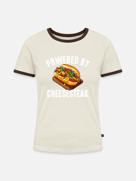 Philly Cheesesteak apparel - Frauen Kontrast-T-Shirt - Off-White/Dunkelbraun