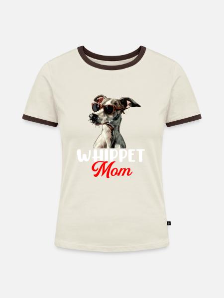whippet dog - Frauen Kontrast-T-Shirt - Off-White/Dunkelbraun