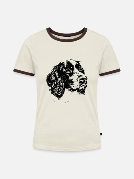 springer spaniel - Frauen Kontrast-T-Shirt - Off-White/Dunkelbraun
