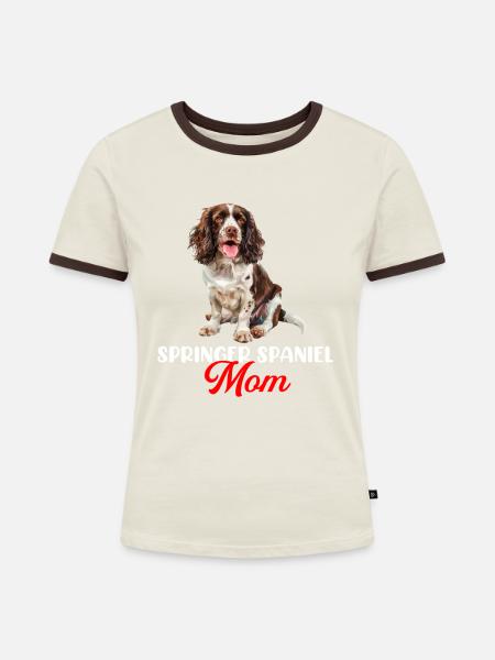 springer spaniel - Frauen Kontrast-T-Shirt - Off-White/Dunkelbraun